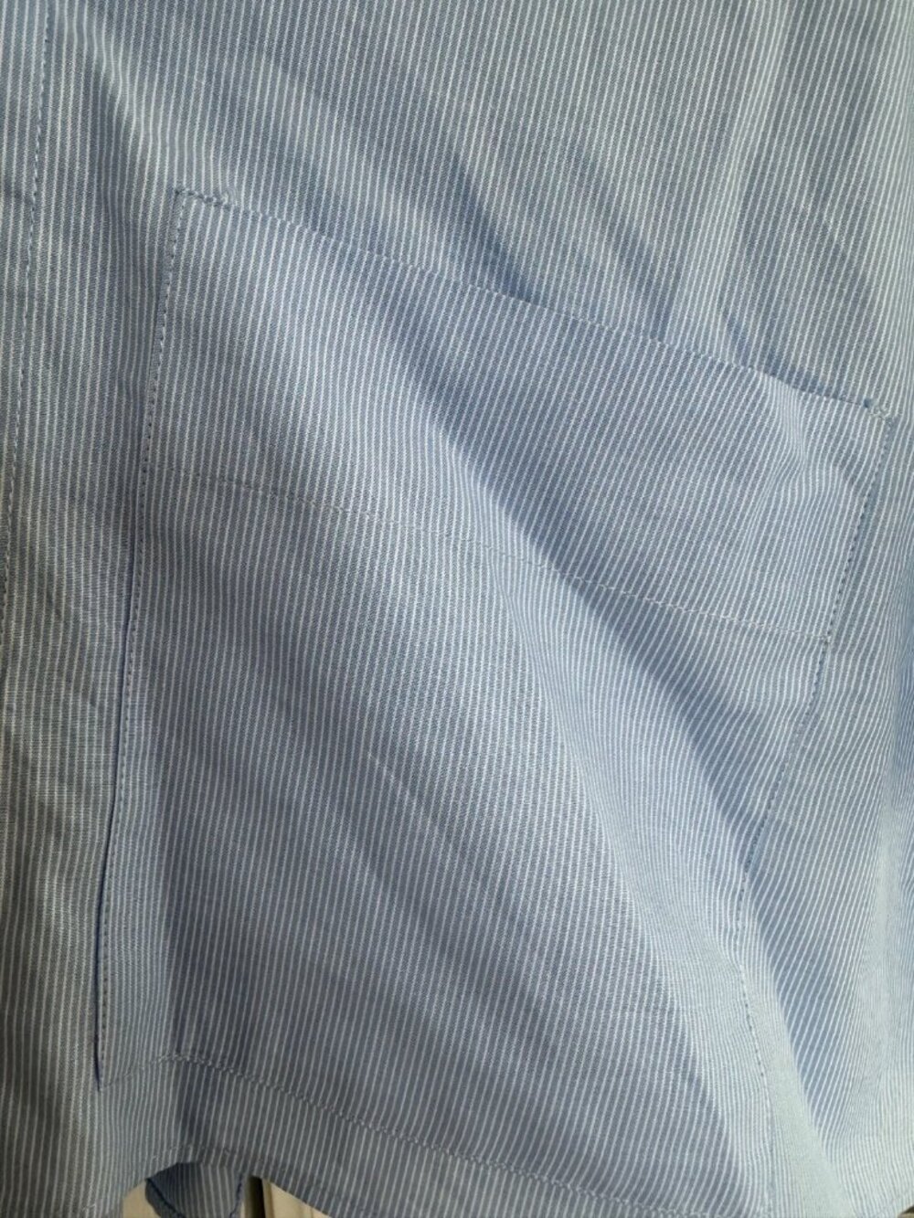 Zara Medium Cropped Short Sleeve Button Up Striped Shirt Blue Coastal - Picture 6 of 8